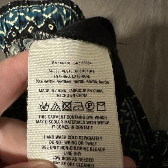 Anthropologie Geometric Print Tie Waist High Rise Jogger Pants in Green Motif S - Picture 11 of 15